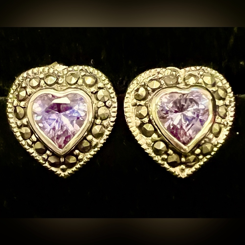amethyst/marcasite, sterling silver earrings